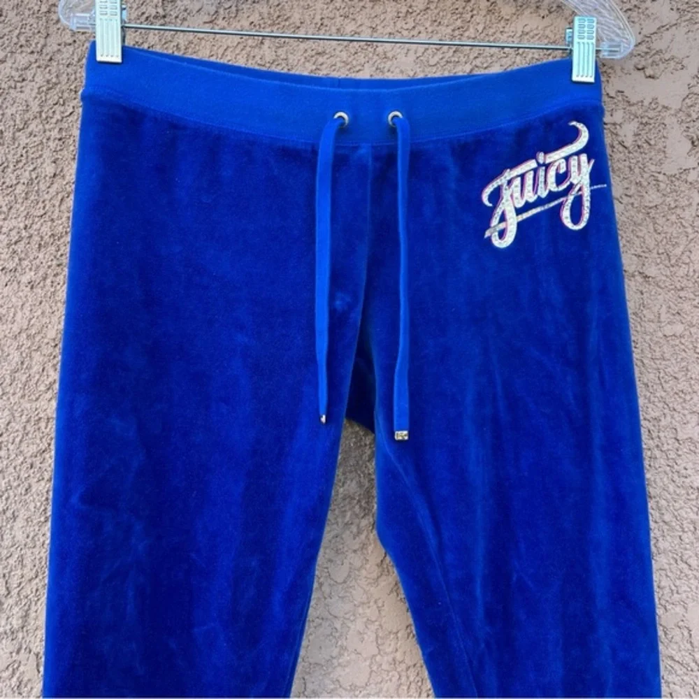 Juicy‎ Couture Jogger Pants Women's Size XS Blue Velour w Back Pockets Cozy Y2K - Picture 3 of 17